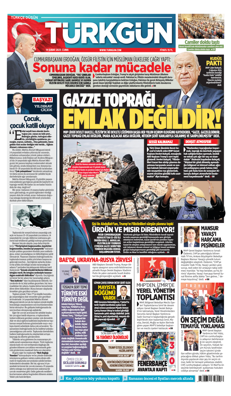 https://www.turkgun.com/Türkgün Gazetesi 14 Şubat 2025