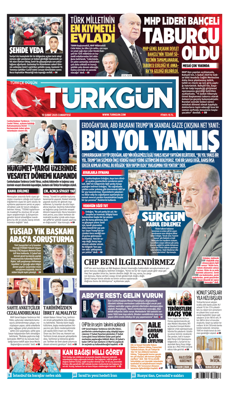 https://www.turkgun.com/Türkgün Gazetesi 15 Şubat 2025