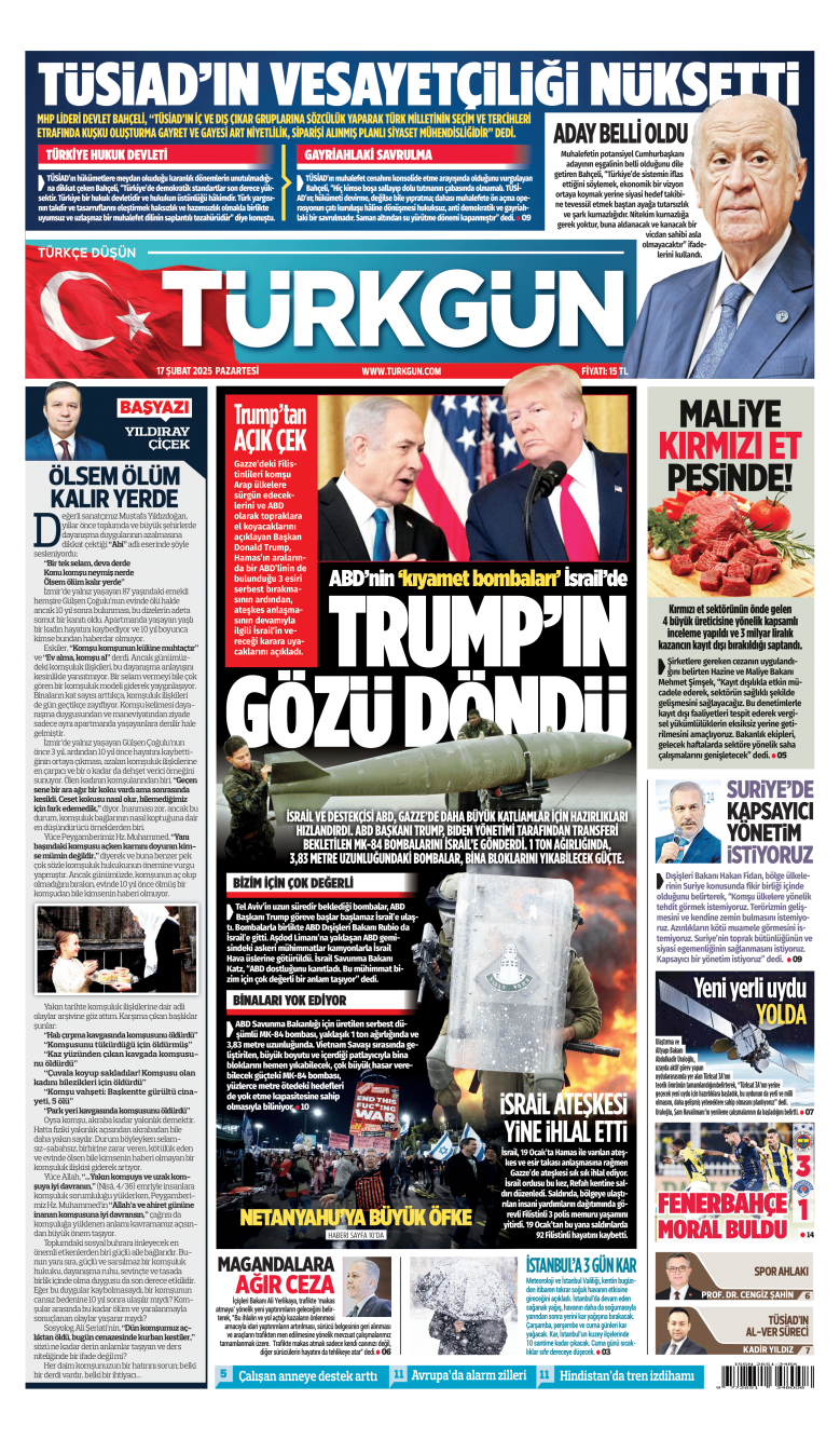 https://www.turkgun.com/Türkgün Gazetesi 17 Şubat 2025