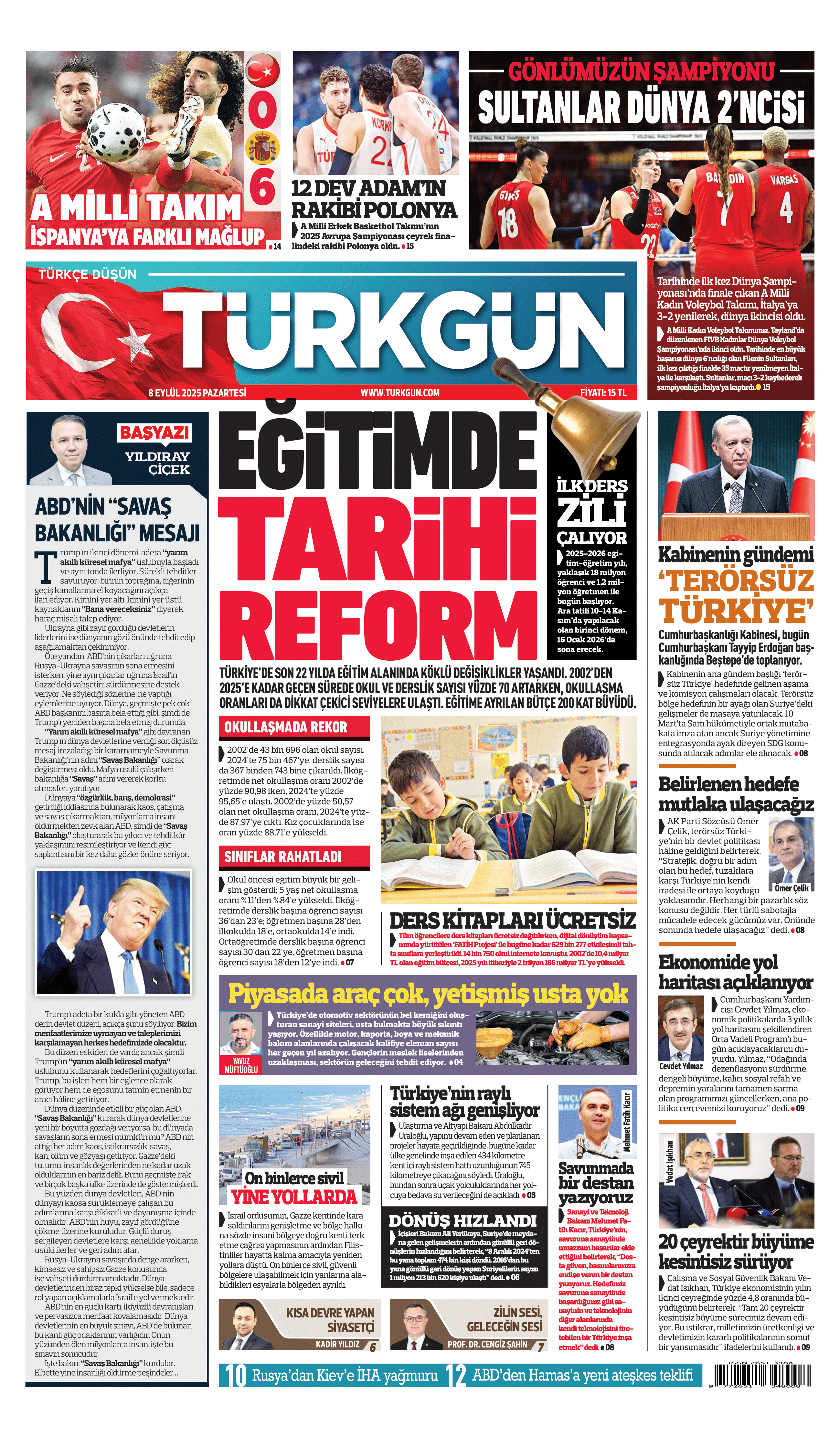 https://www.turkgun.com/Türkgün Gazetesi 8 Eylül 2025