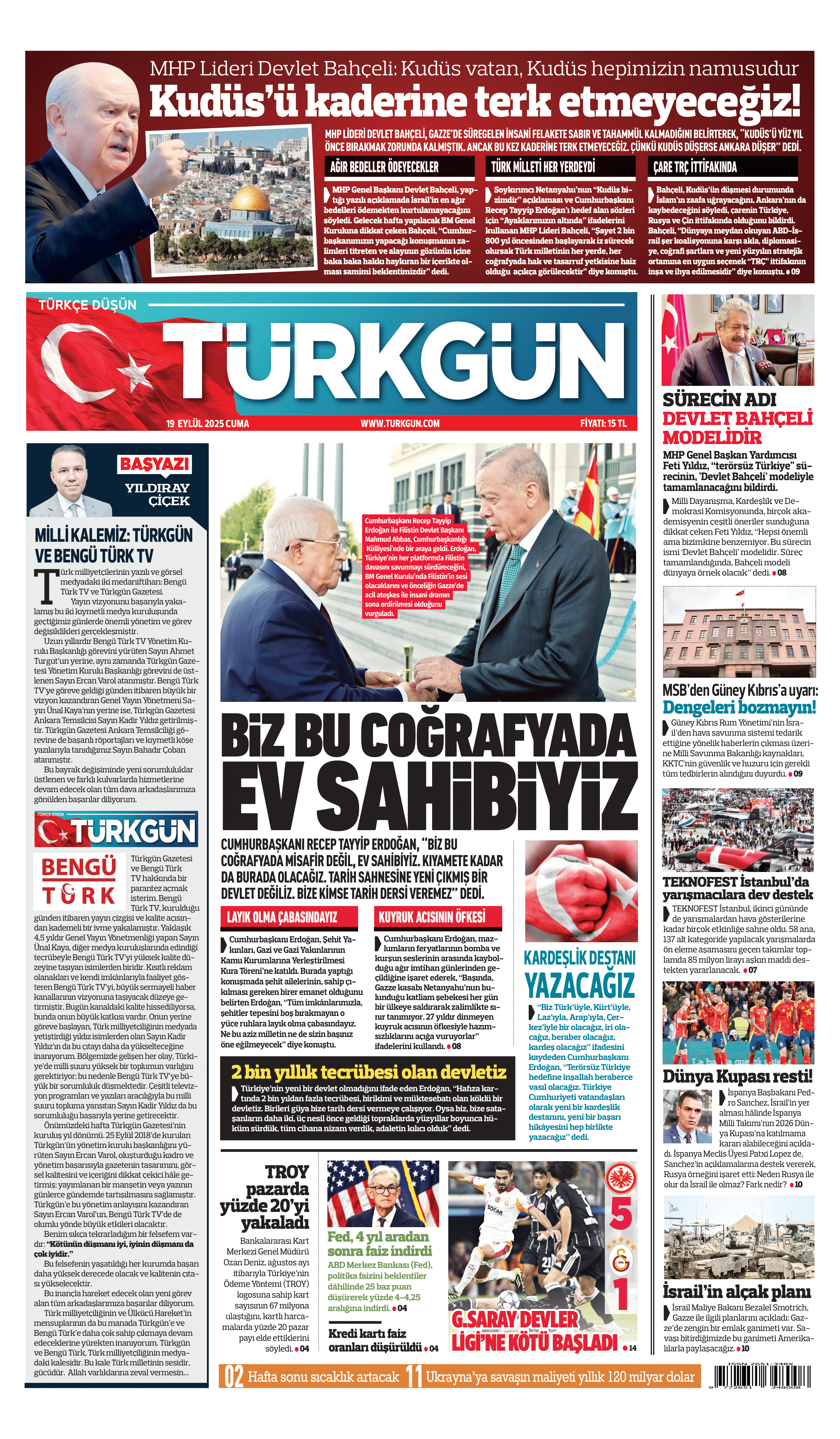 https://www.turkgun.com/Türkgün Gazetesi 19 Eylül 2025