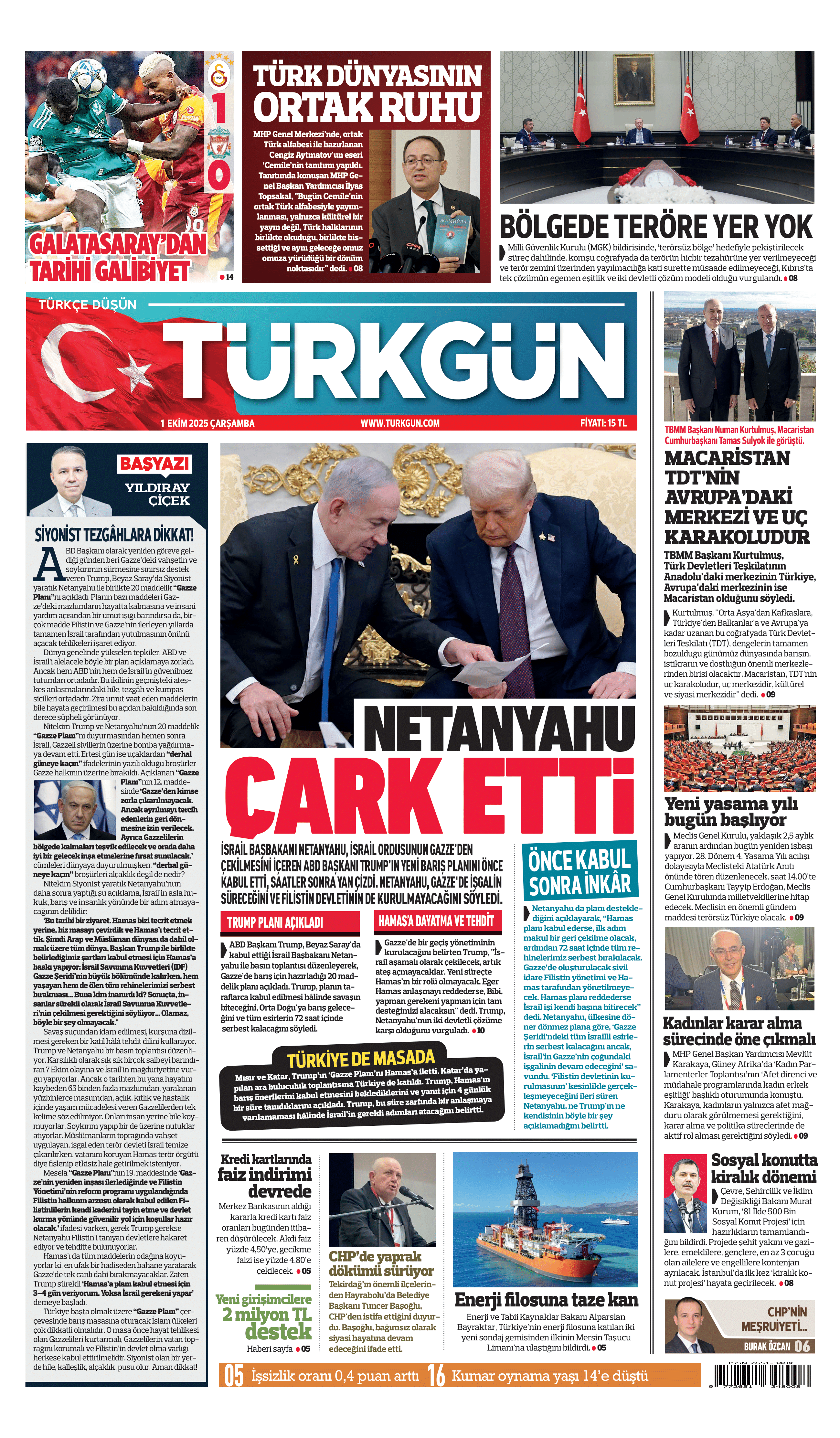 https://www.turkgun.com/Türkgün Gazetesi 1 Ekim 2025