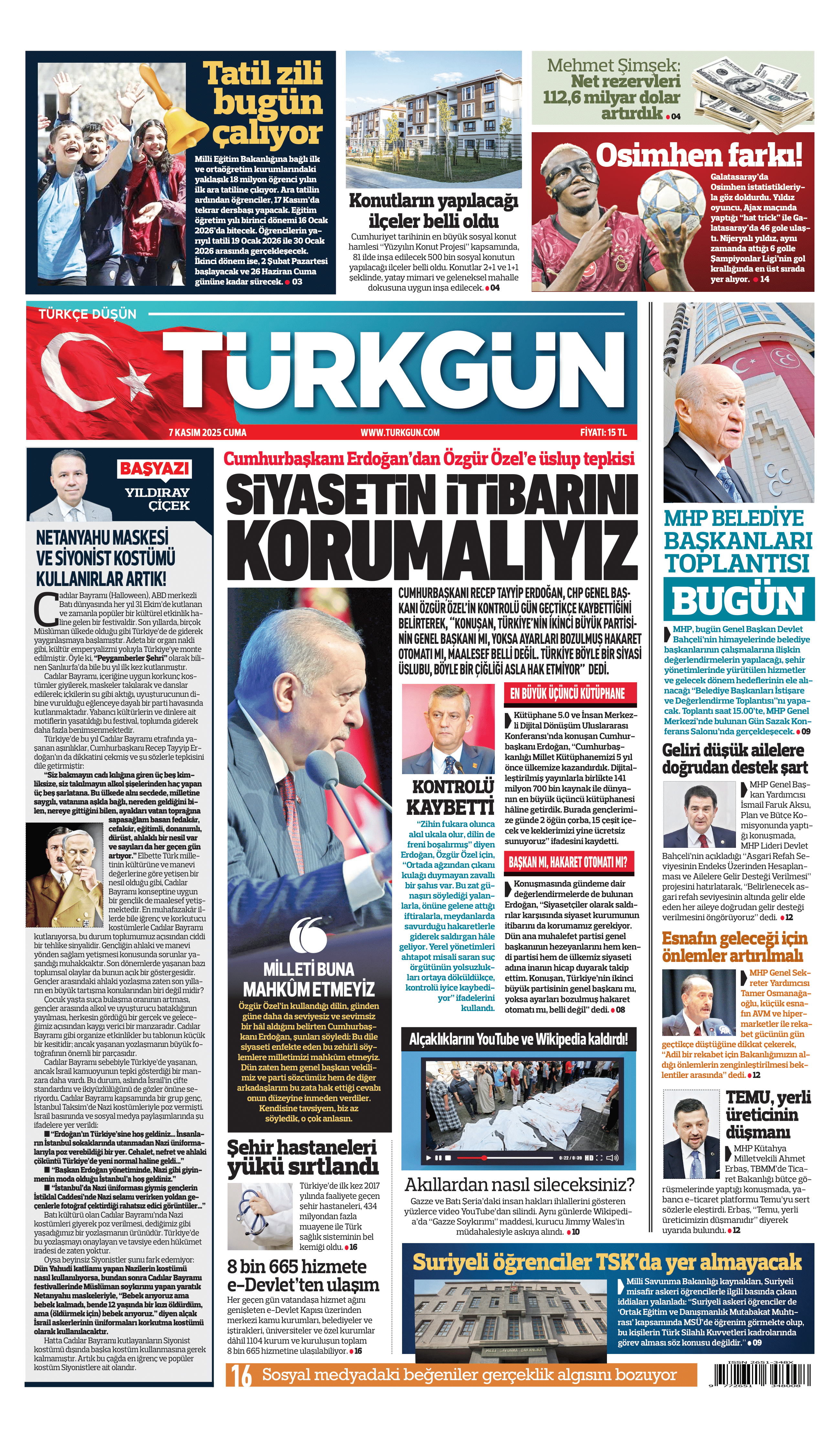 https://www.turkgun.com/Türkgün Gazetesi 7 Kasım 2025