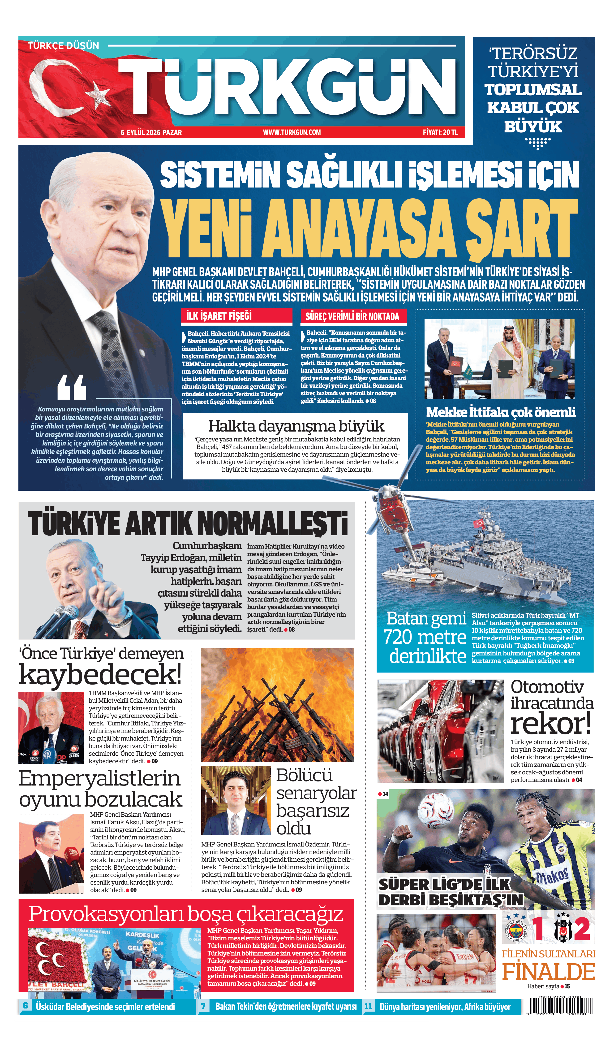 https://www.turkgun.com/Türkgün Gazetesi 6 Eylül 2026
