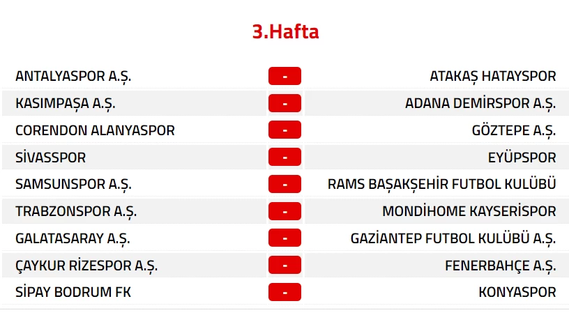Trendyol Süper Lig 2024-2025 Sezonu Fikstürü 3
