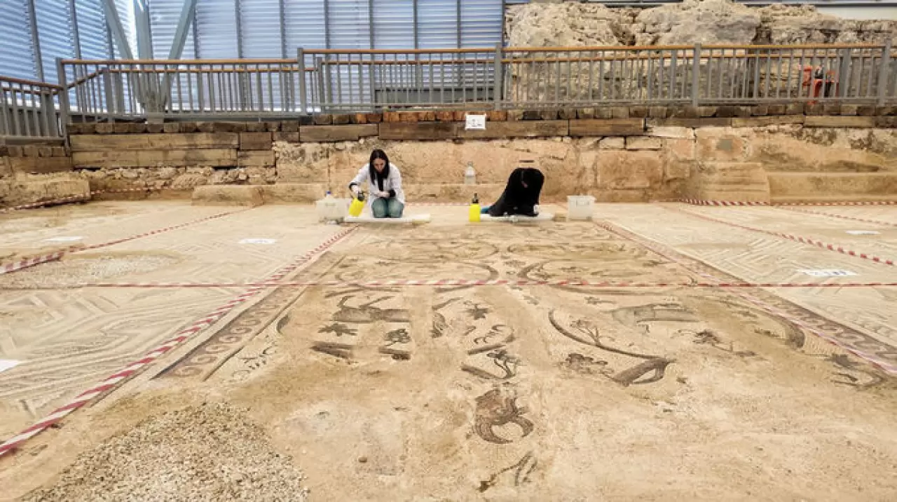 Perre Antik Kenti'ndeki mozaikte konservasyon işlemi başladı 5
