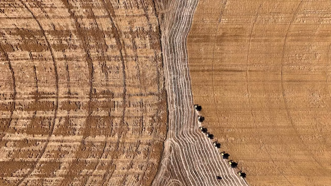 Konya'nın devasa dairesel tarlalarında hasat tamamlandı 8