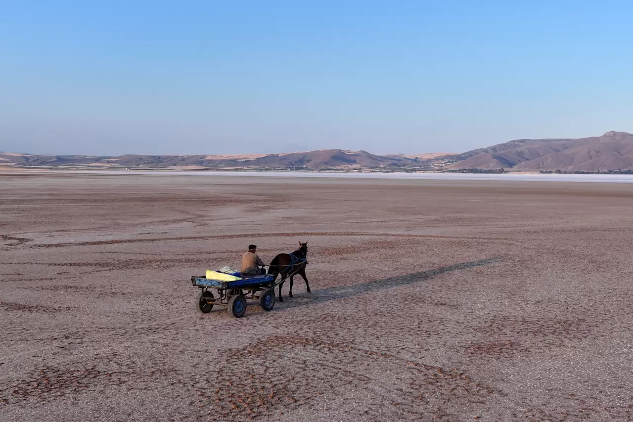 Palas Tuzla Gölü'nden geleneksel yöntemlerle tuz çıkarıyor 6
