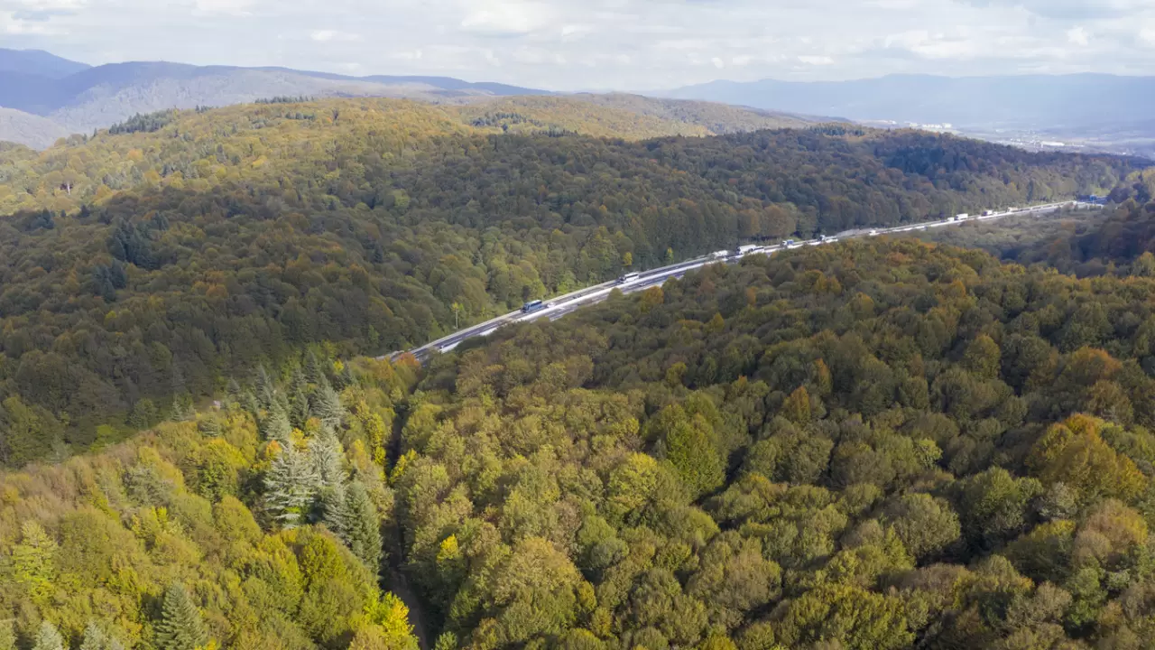 Bolu'da sürücüler sonbahar renkleri arasında yolculuk yapıyor 5