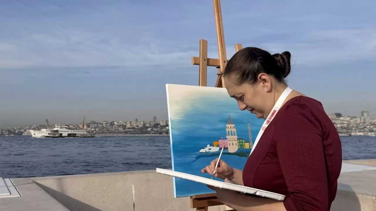 Öğretmenler Kız Kulesi’nden İstanbul’u tuvaline taşıdılar 5