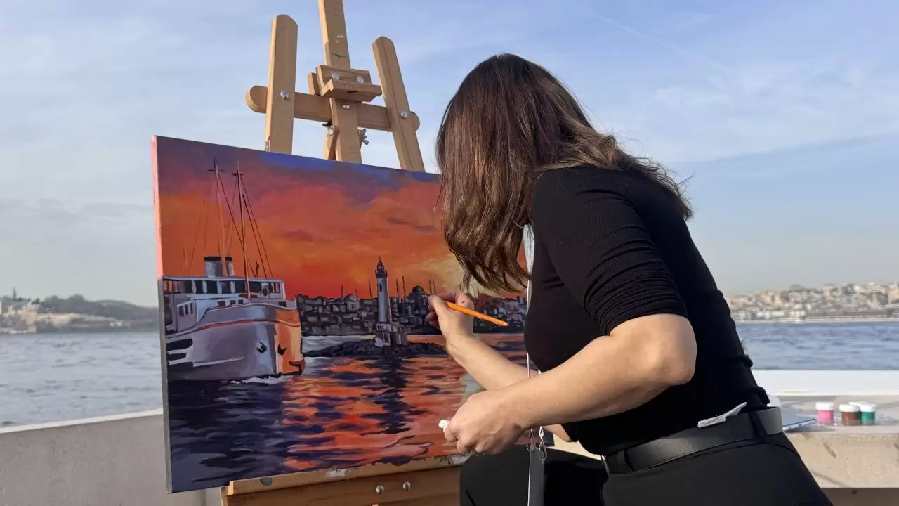 Öğretmenler Kız Kulesi’nden İstanbul’u tuvaline taşıdılar 7