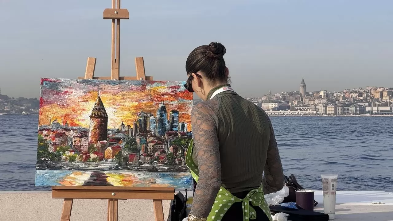 Öğretmenler Kız Kulesi’nden İstanbul’u tuvaline taşıdılar 9