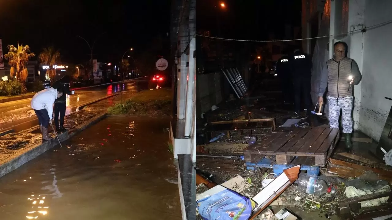 Bodrum’u gece vuran sağanak felaketi: Duvar çöktü, yollar göle döndü 1