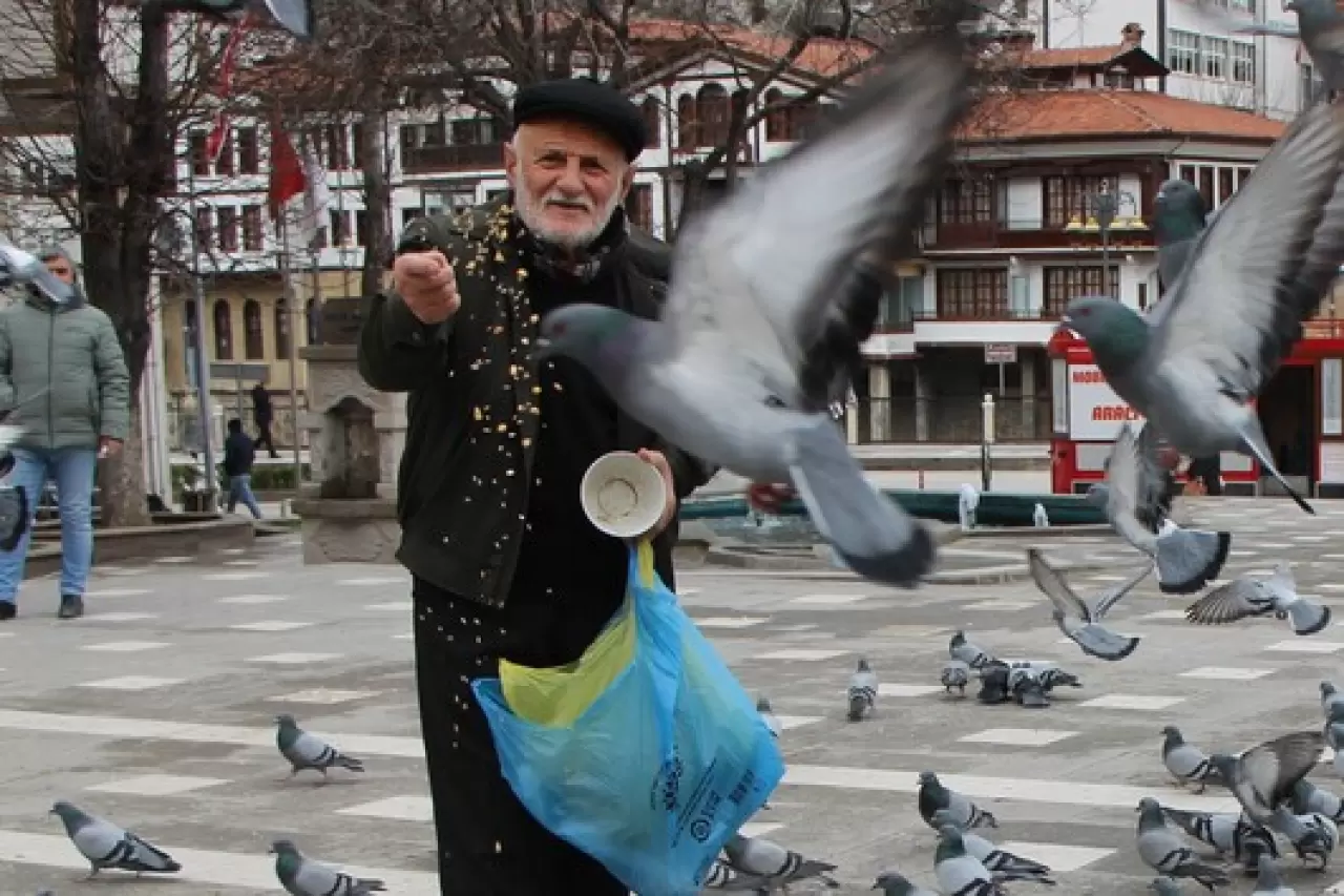 84 yaşındaki “Yemci Dede” 20 yıldır sokak güvercinlerini besliyor 1