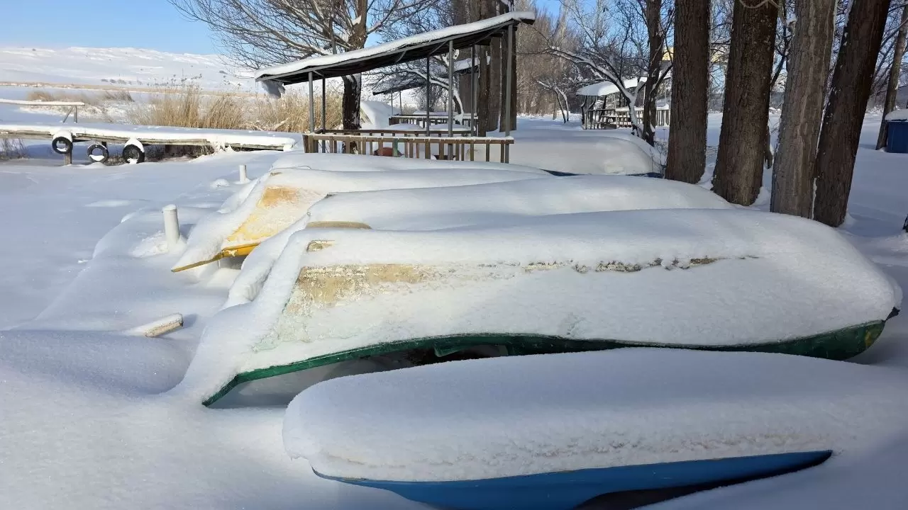 Hafik Gölü beyaza büründü! Sivas’ta kışın en güzel anları havadan görüntülendi 3