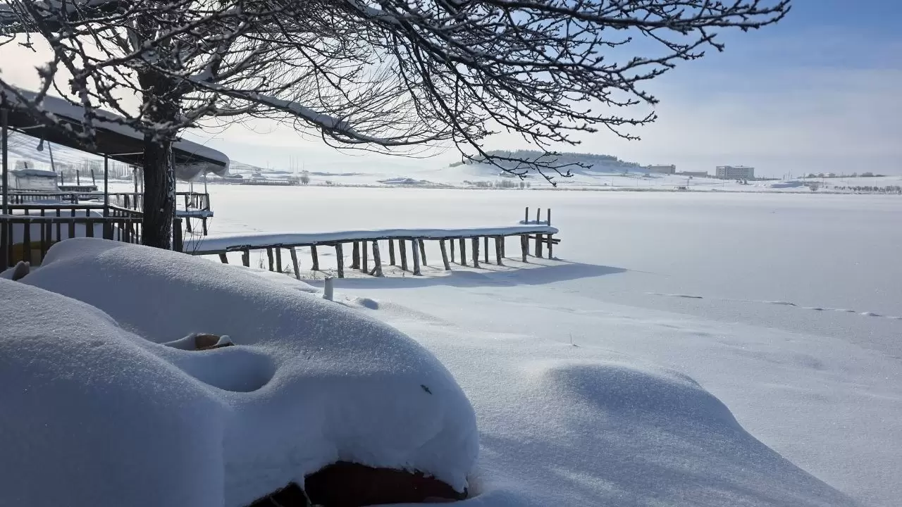 Hafik Gölü beyaza büründü! Sivas’ta kışın en güzel anları havadan görüntülendi 4