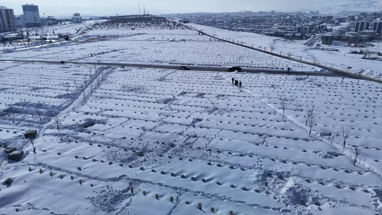 Mezarlık kar altında kaldı: Ziyaretçiler kabirlerini bulmakta zorlandı 1