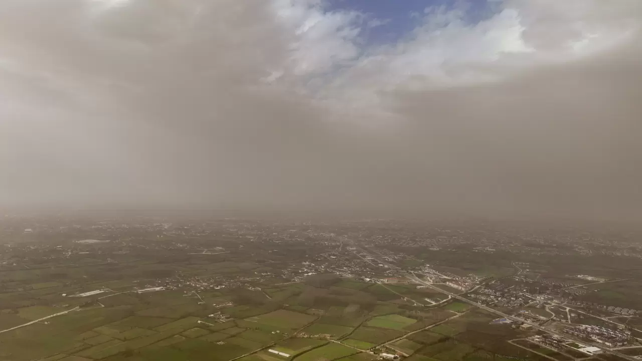 Toz taşınımı Düzce'yi tuttu! Dronla görüntülendi 3