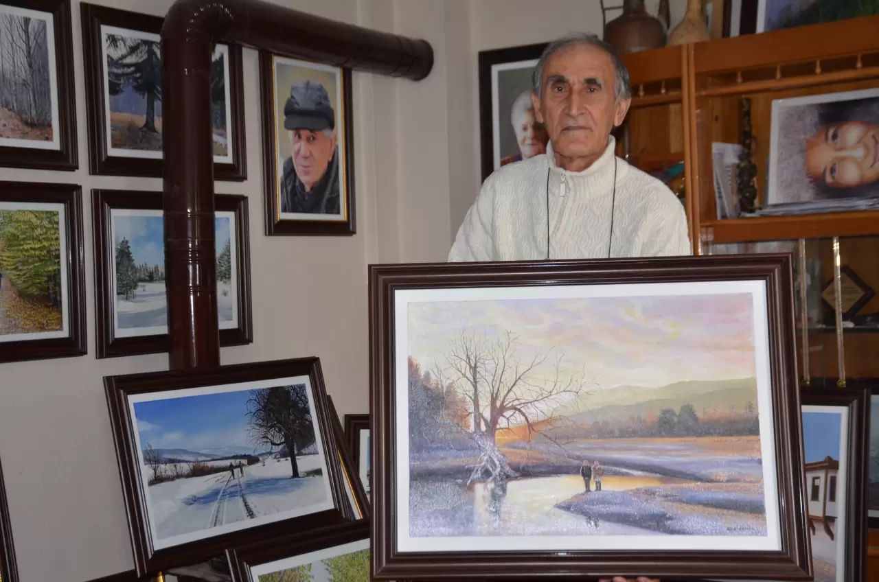 55 yıldır en yakın arkadaşı resim tuvali oldu! Atölyesini kurdu 4