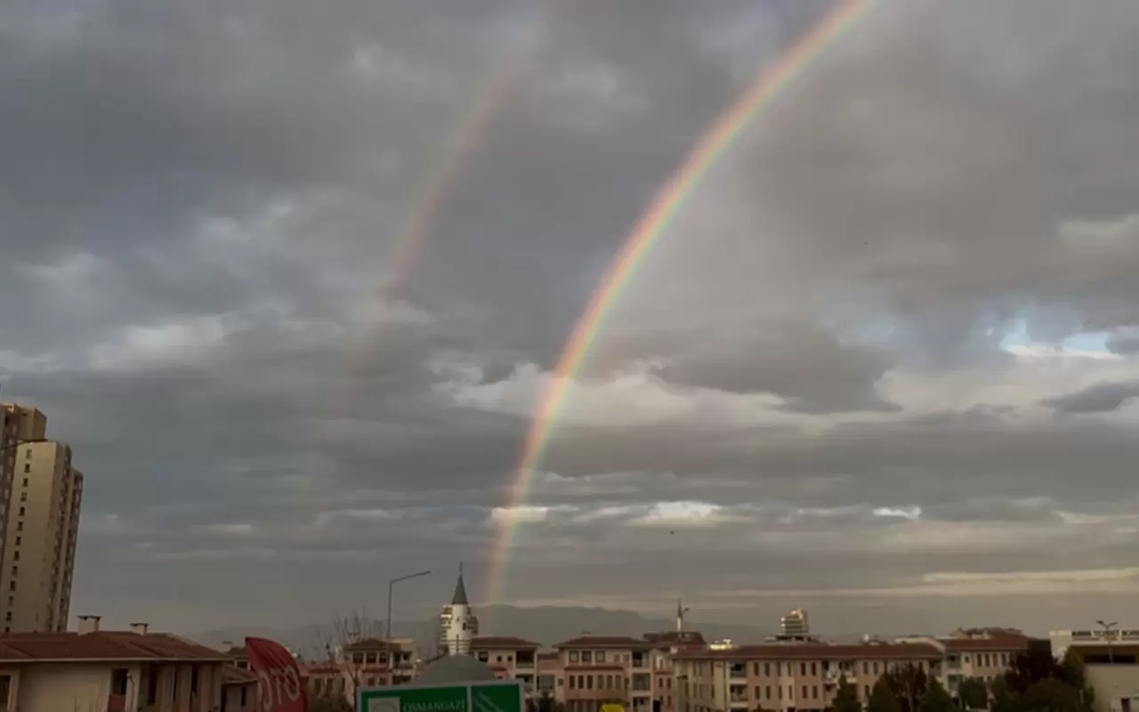 Bursa'da oluşan gökkuşağı mest etti 7