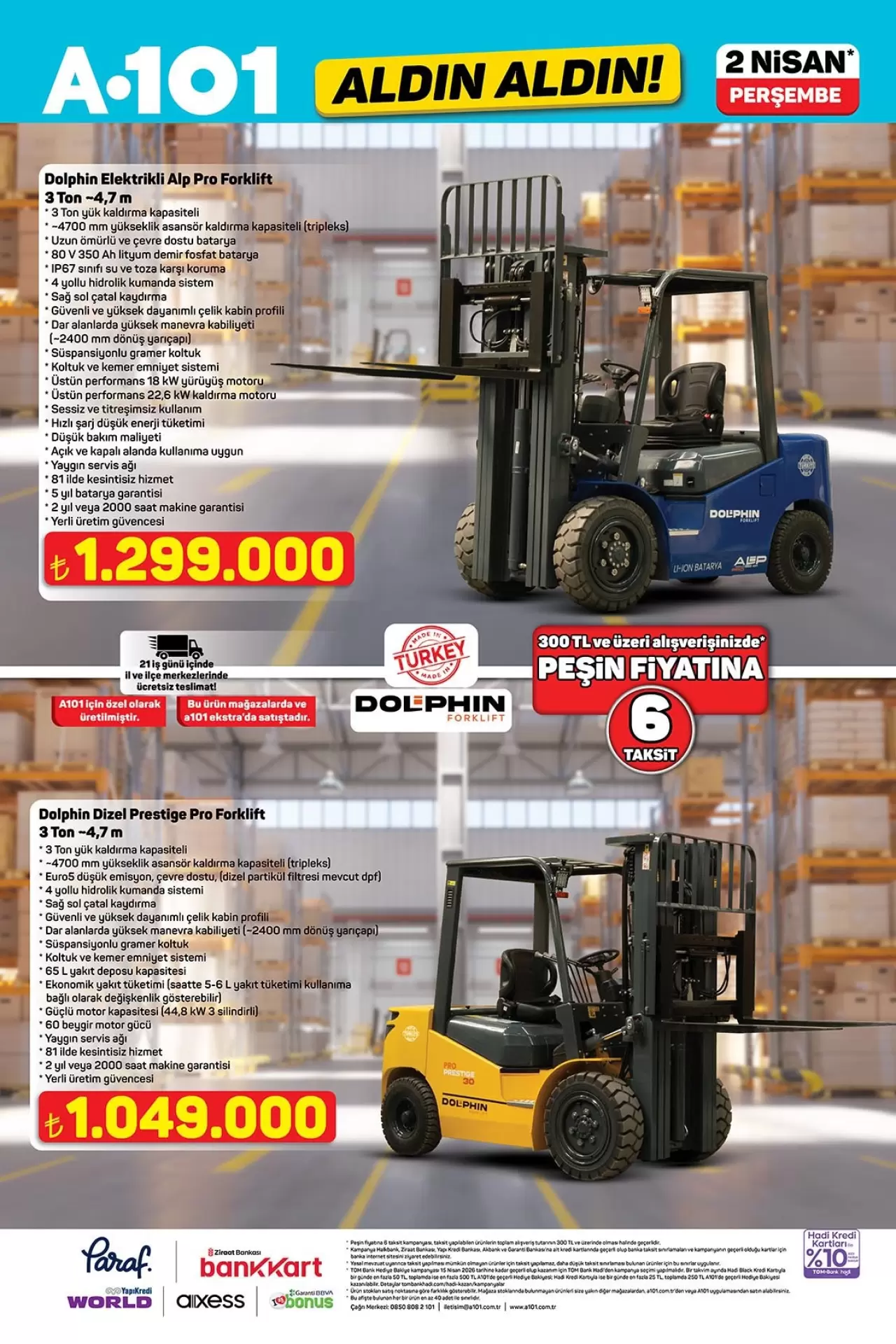 2 Nisan 2026 A101 aktüel ürünlerde tarihi indirim: Yarı fiyatına Philips TV ve milyonluk forklift! 1