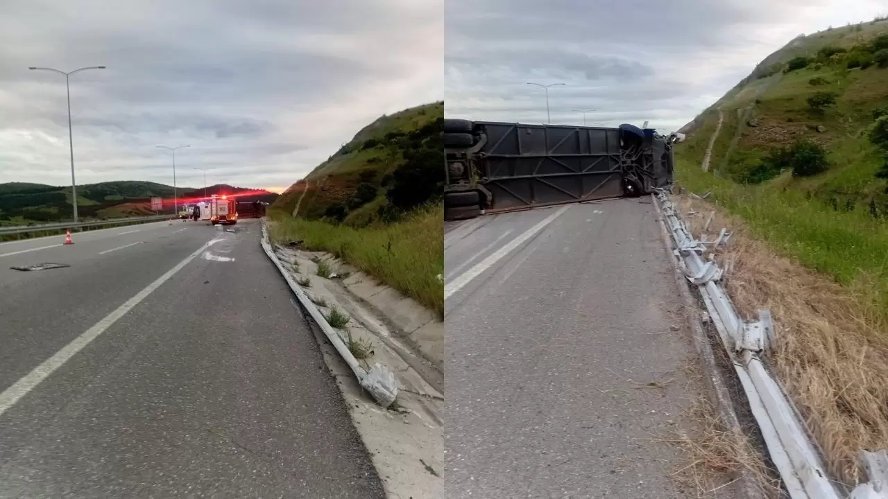 Balıkesir’de yolcu otobüsü devrildi 3