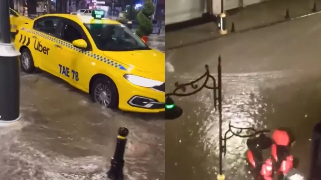 Kağıthane'de yollar göle döndü, Taksim'de zor anlar 8