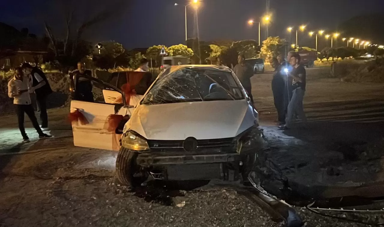 Araç takla attı, gelin ve damat yaralandı 4