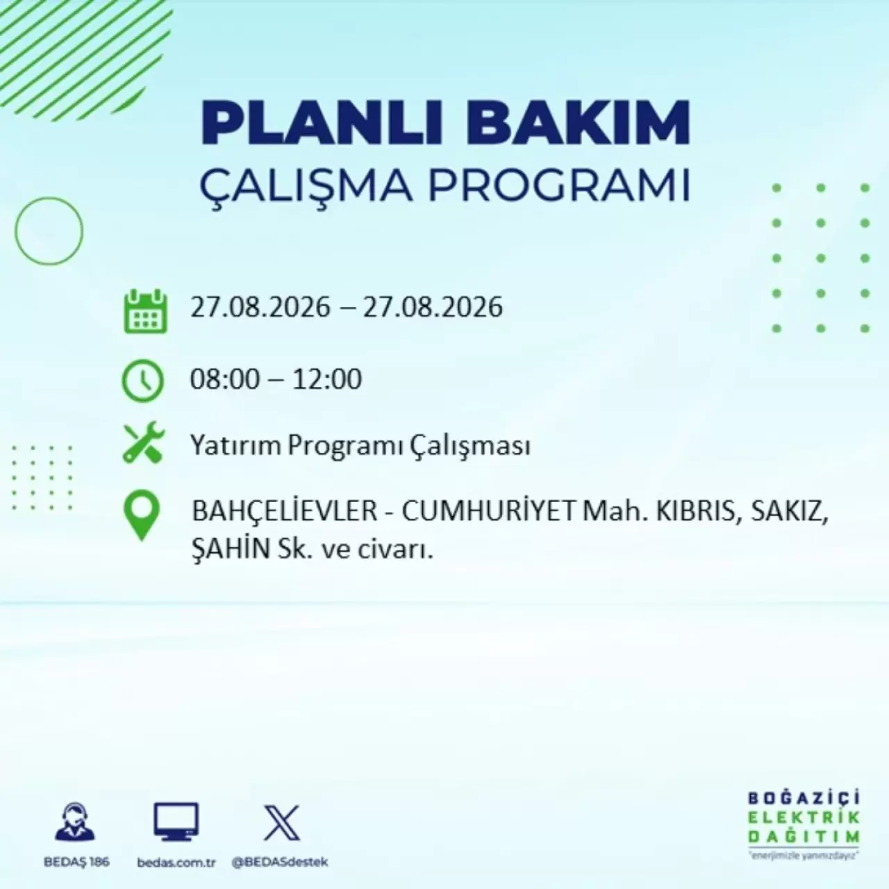İstanbul'da elektrik kesintisi ne zaman bitecek? 27 Ağustos 2026 ilçe ilçe kesinti saatleri 9