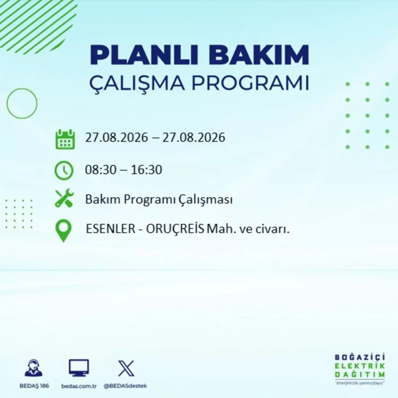 İstanbul'da elektrik kesintisi ne zaman bitecek? 27 Ağustos 2026 ilçe ilçe kesinti saatleri 2