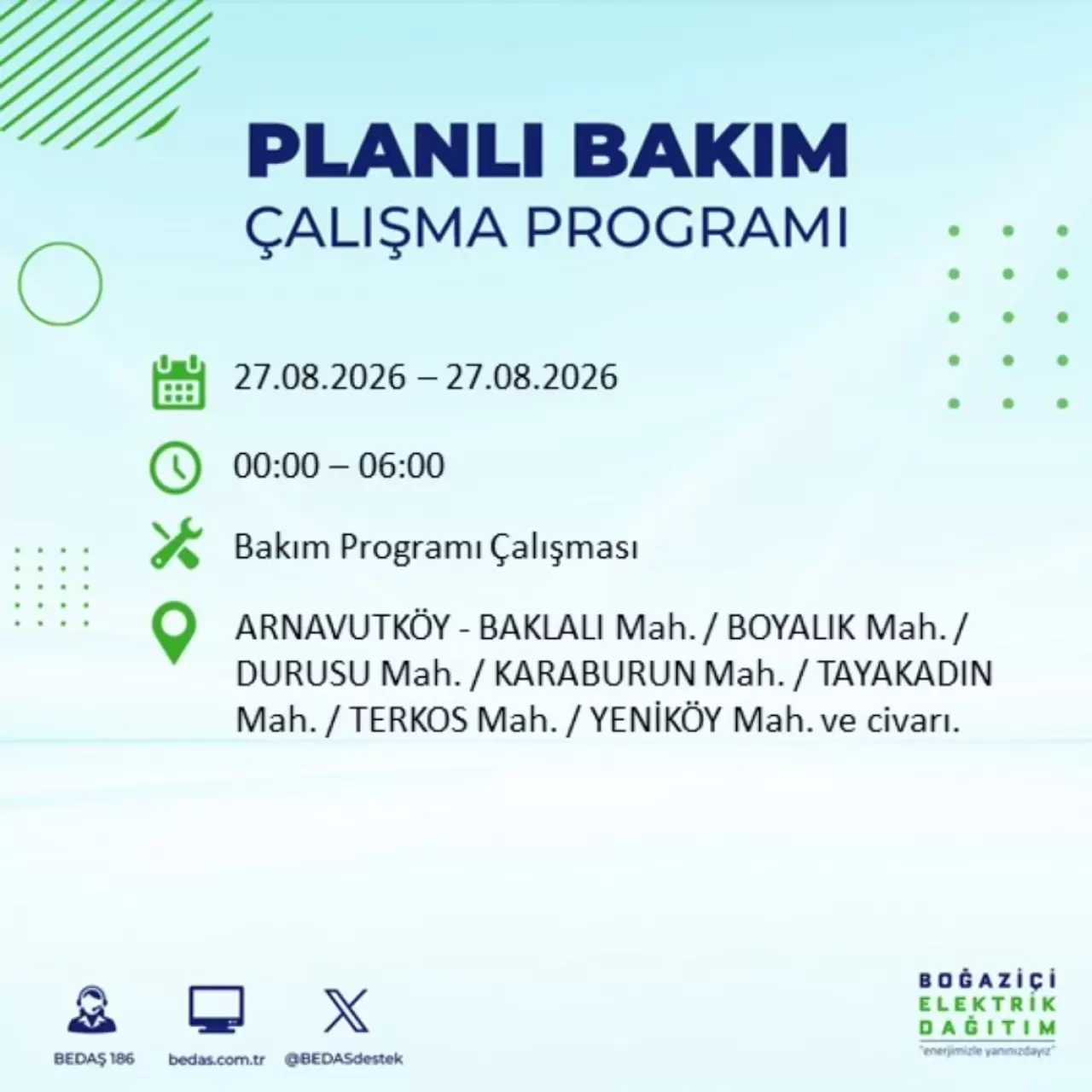 İstanbul'da elektrik kesintisi ne zaman bitecek? 27 Ağustos 2026 ilçe ilçe kesinti saatleri 7