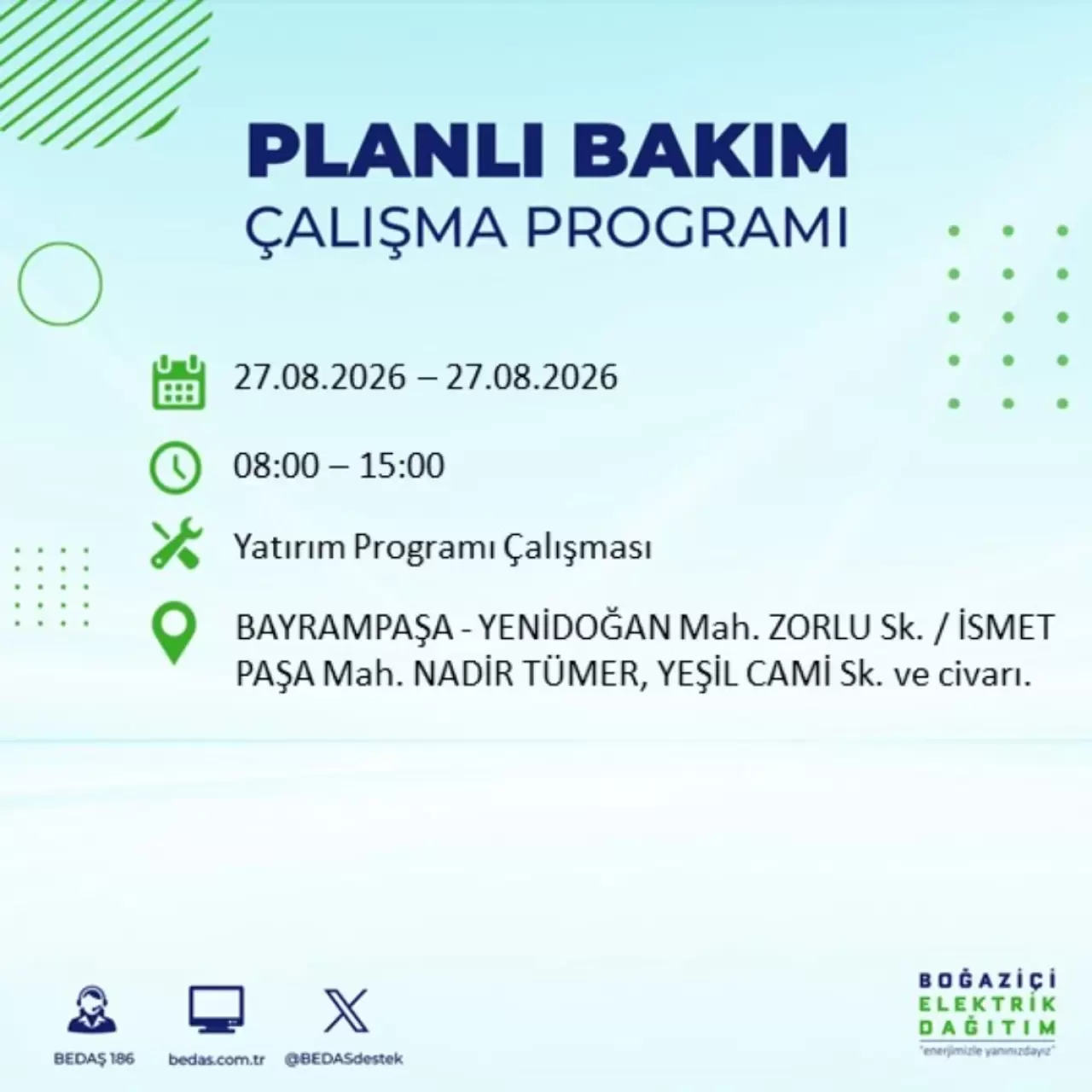 İstanbul'da elektrik kesintisi ne zaman bitecek? 27 Ağustos 2026 ilçe ilçe kesinti saatleri 6