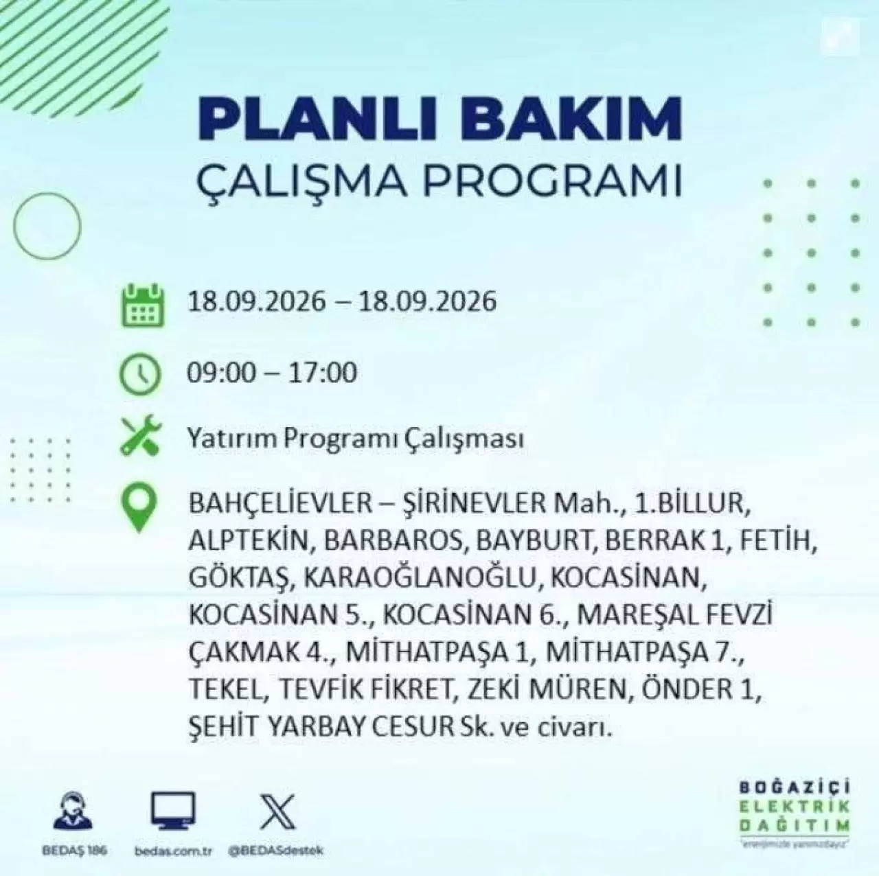 İstanbul'da birçok ilçede elektrikler kesilecek 9