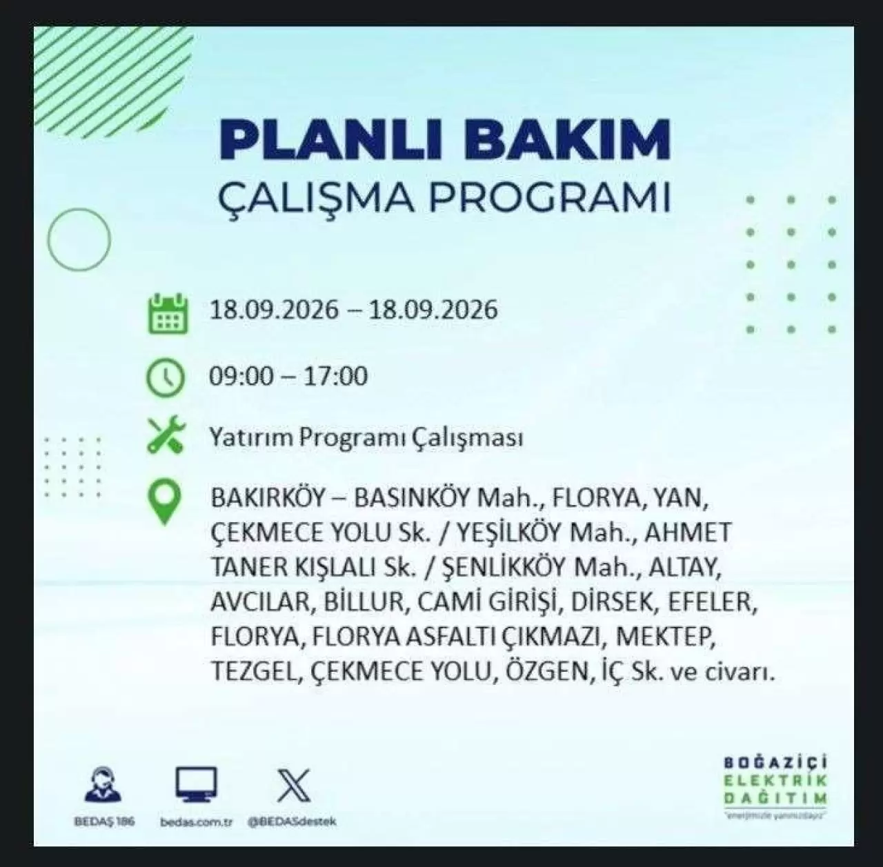 İstanbul'da birçok ilçede elektrikler kesilecek 19
