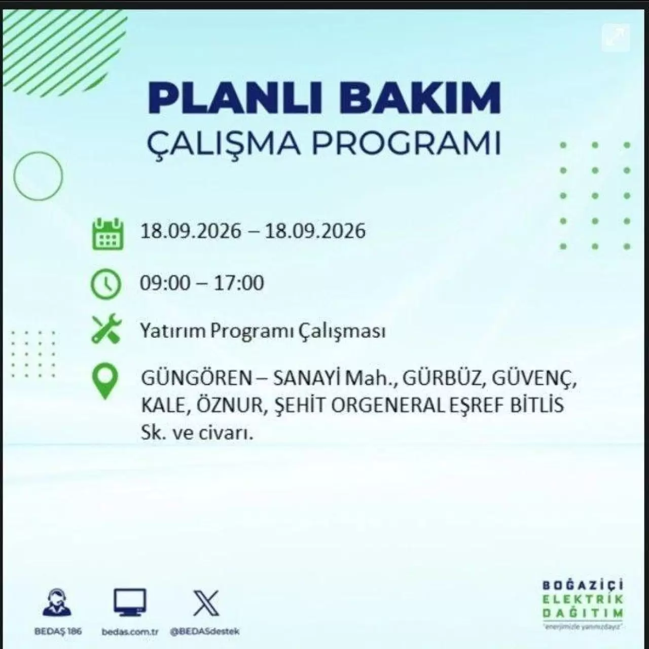 İstanbul'da birçok ilçede elektrikler kesilecek 12