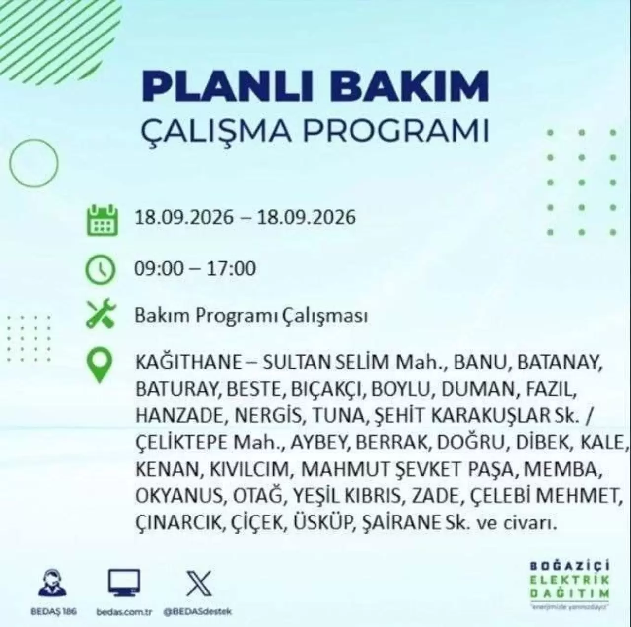 İstanbul'da birçok ilçede elektrikler kesilecek 13