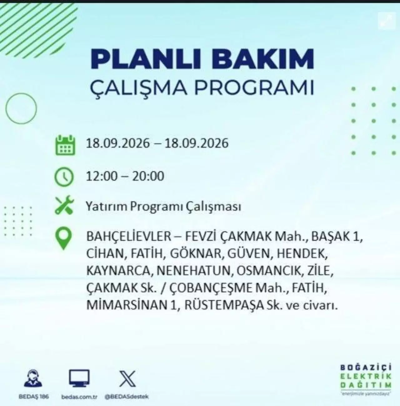 İstanbul'da birçok ilçede elektrikler kesilecek 7