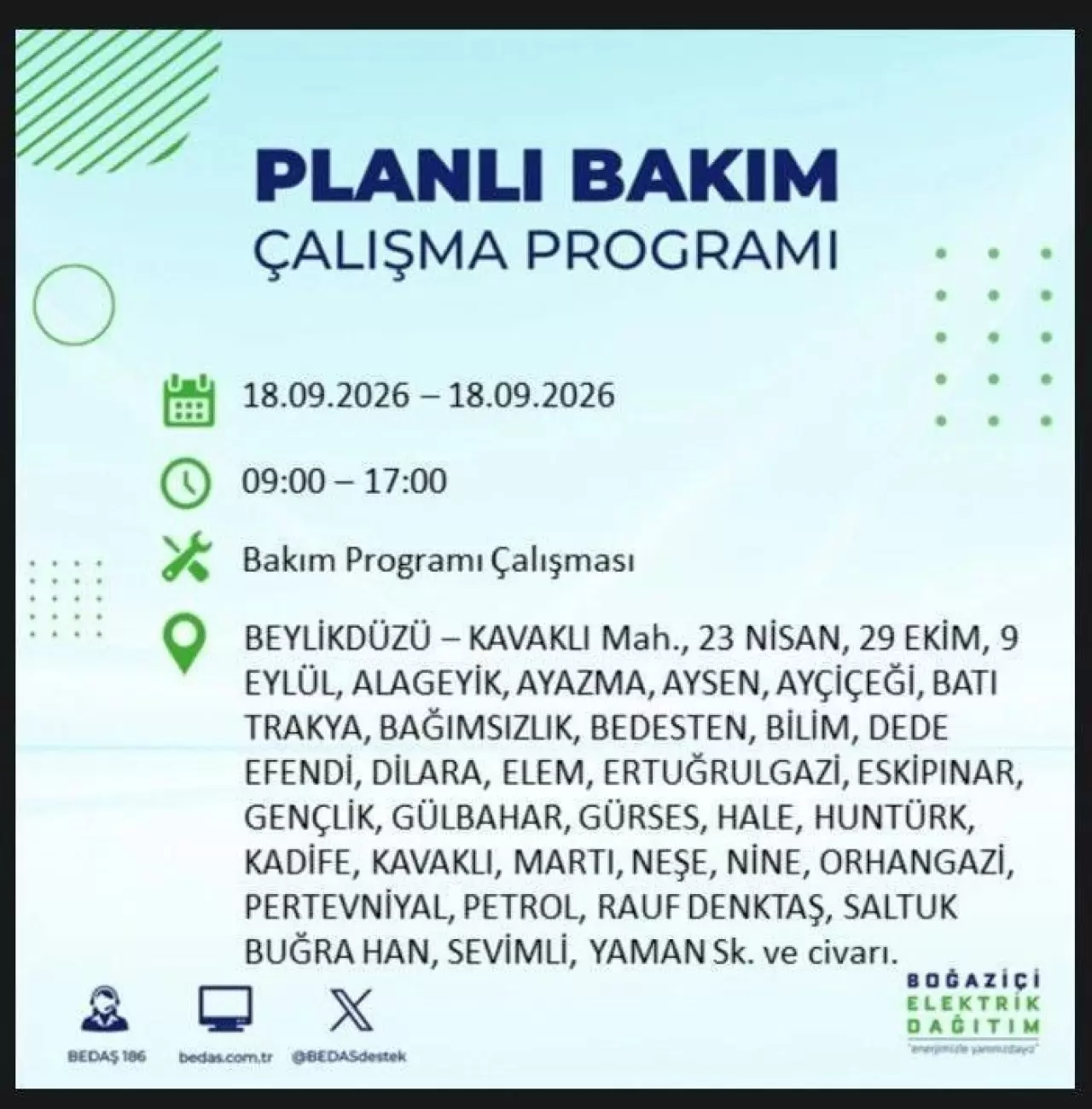 İstanbul'da birçok ilçede elektrikler kesilecek 35