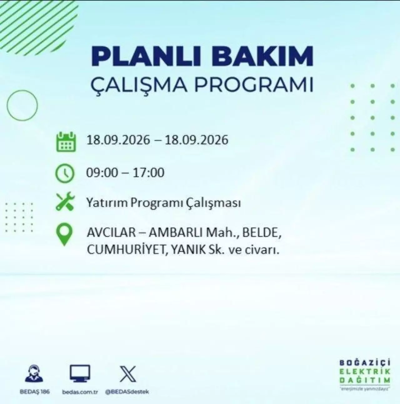 İstanbul'da birçok ilçede elektrikler kesilecek 10