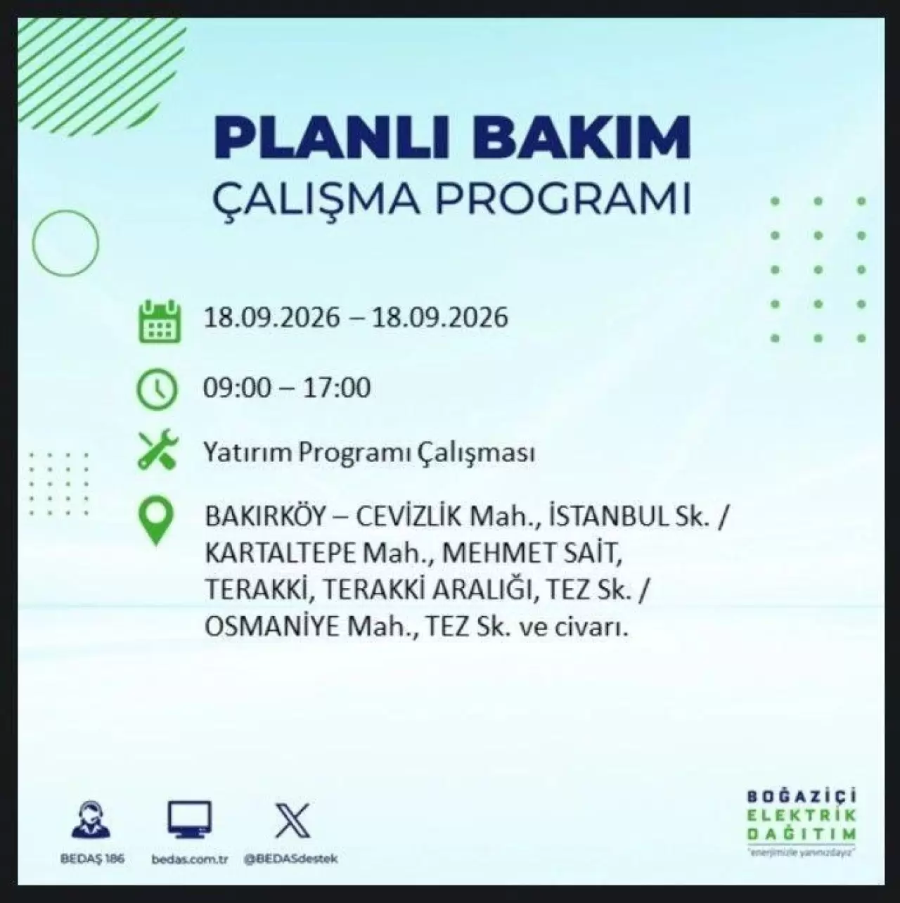 İstanbul'da birçok ilçede elektrikler kesilecek 20