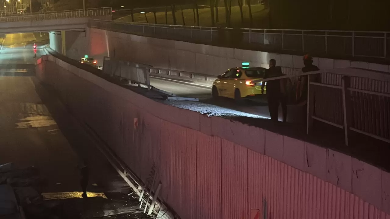 Virajı alamayan İBB asfalt kamyonu alt geçide uçtu, sürücü yaralandı! 5