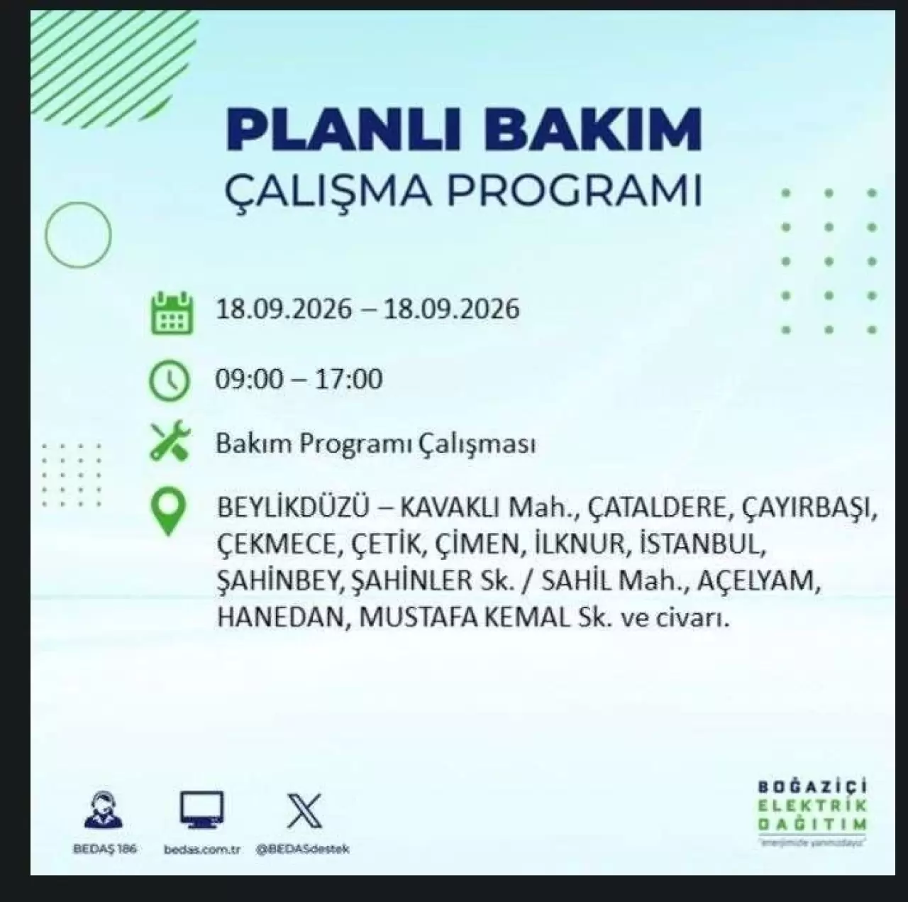 İstanbul'da birçok ilçede elektrikler kesilecek 36