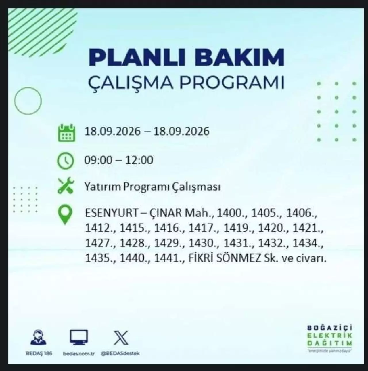 İstanbul'da birçok ilçede elektrikler kesilecek 22