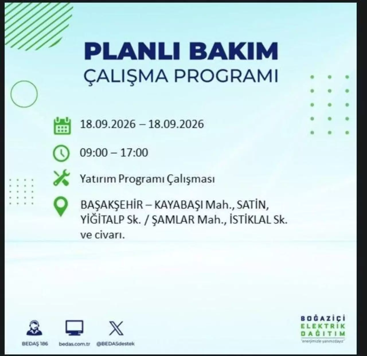 İstanbul'da birçok ilçede elektrikler kesilecek 26