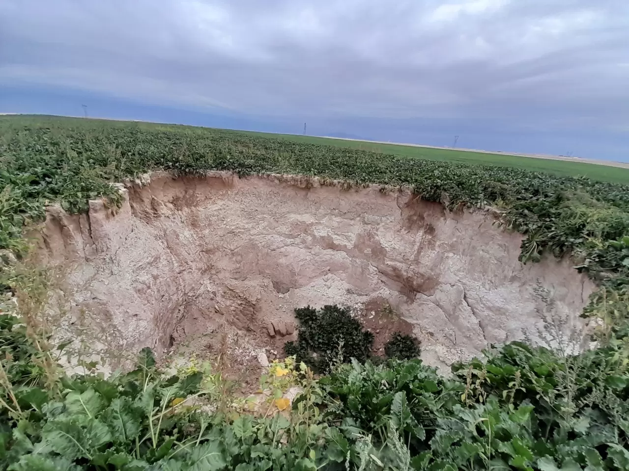 Karapınar'da pancar tarlasında korkutan görüntü! 15 metre çapında obruk oluştu 2