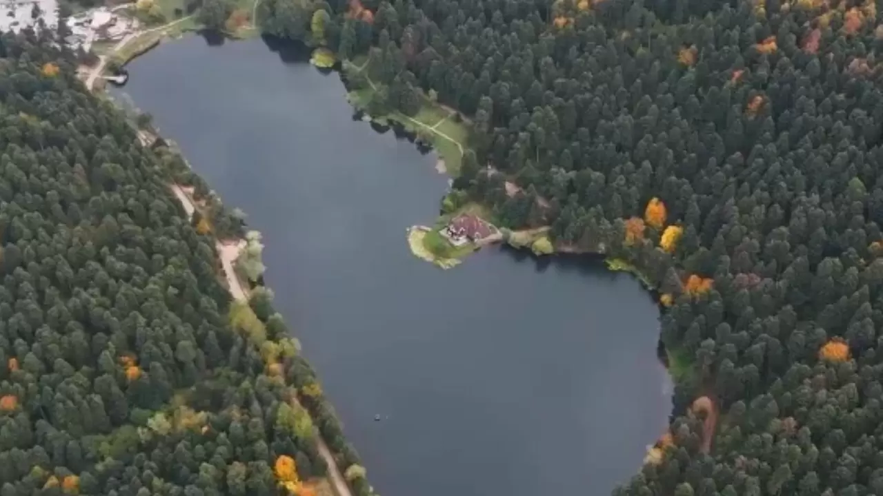Bolu Gölcük Tabiat Parkı’nda sonbahar renkleri dronla görüntülendi 1