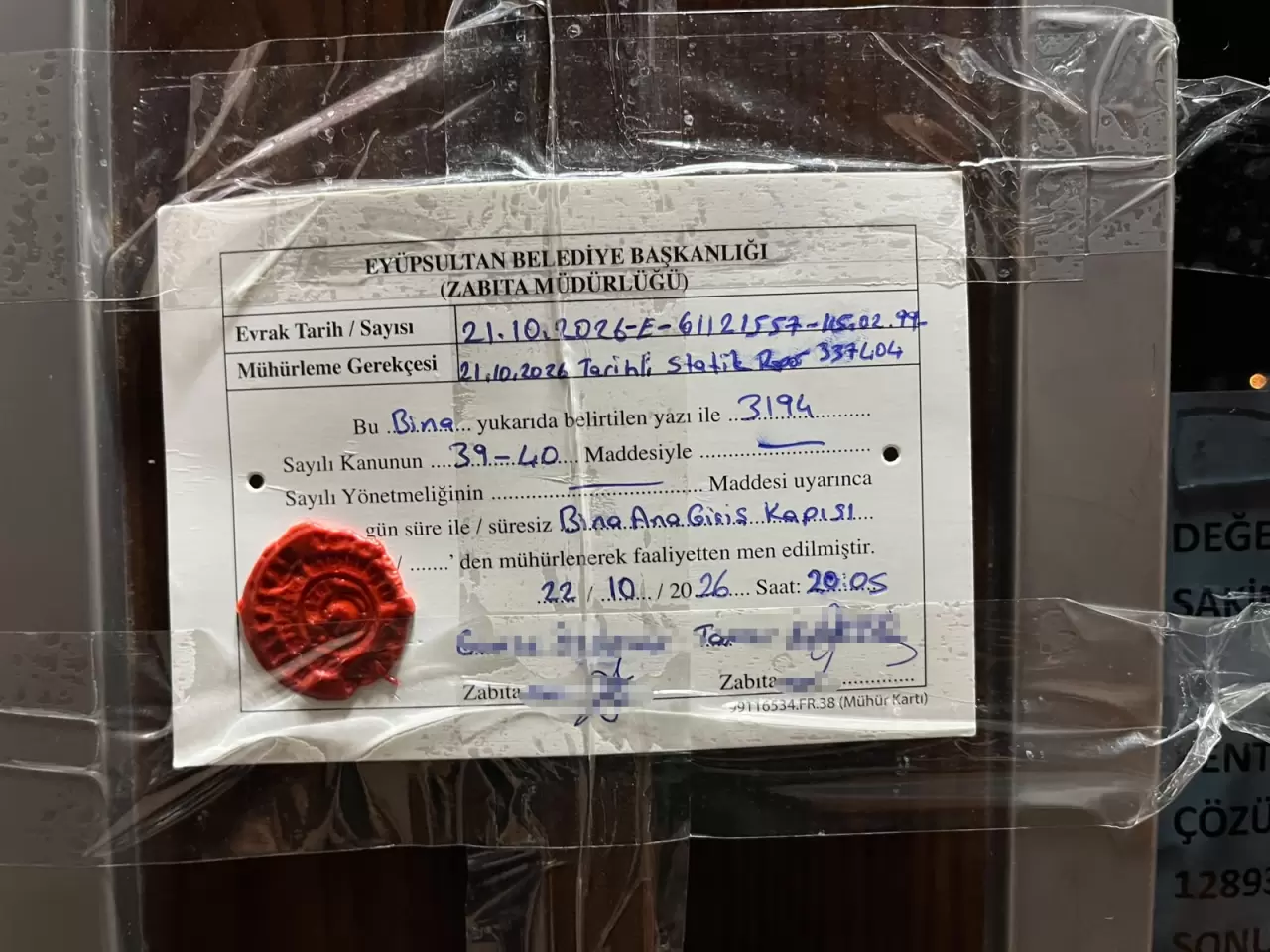 Eyüpsultan'daki 5 katlı bina kapatıldı 1