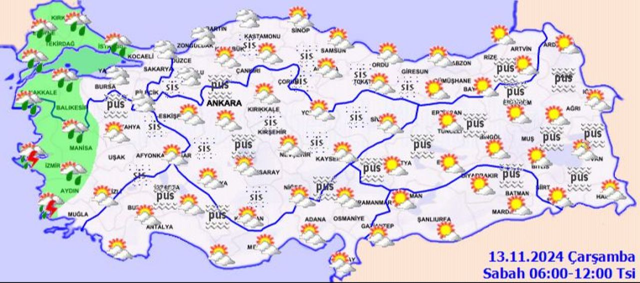 Meteoroloji 13 Kasım hava durumu