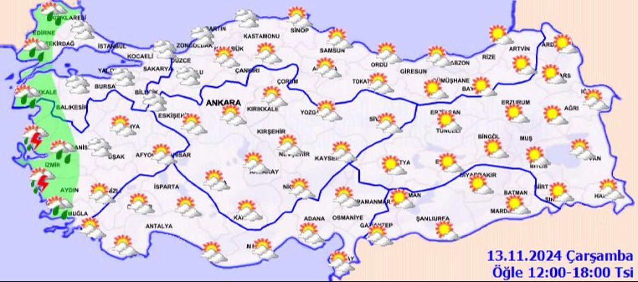 Meteoroloji 13 Kasım hava durumu