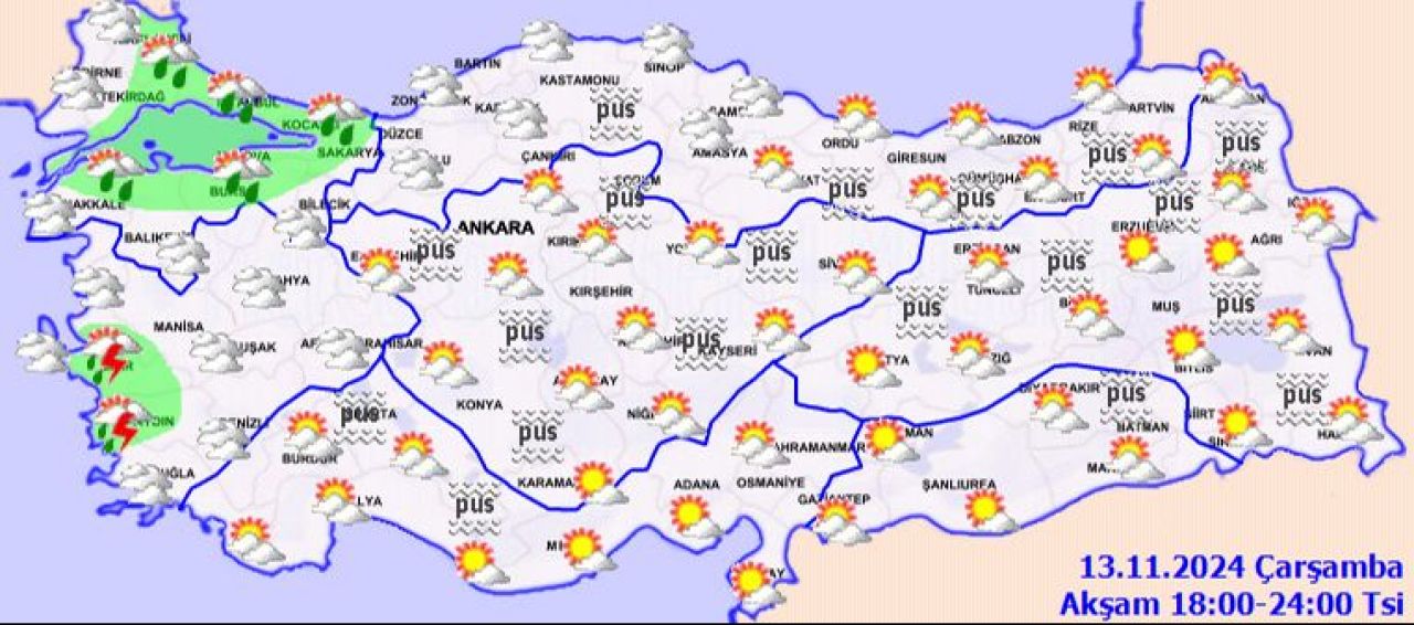 Meteoroloji 13 Kasım hava durumu